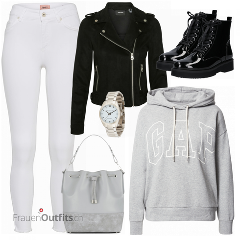 Schwarz Stiefel About You kombinieren mit Grau Uhr Kapten & Son
