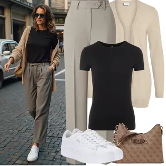 Outfit sa Smeđa/Kaki/Bež/Siva Hlača od Odijela/Ravna Hlača/Hlače s Prorezom/Hlače s prednjim naborom/Bootcut Hlača/Poslovna Hlača rÆre by lorena rae "Proljetni Outfit"