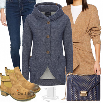 Gefütterte Outfit mit Braun/Beige Wasserdichter Stiefel/Winterschuh/Flache Stiefelette/Gummistiefelette/Winter Stiefelette/Gefütterte Stiefelette/Lederjacke/Chelsea Boot Rieker "Levis Jeans"