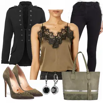 spitze Party Outfit mit Dunkelgrün Eleganter Schuh/Bequemer Pump/High Heel/Hochfrontpump CASTAMERE "Elegantes Business Outfit"Look: Hochzeit, Party, Gala, Theater, 30 Geburtstag, 18 Geburtstag, Valentinstag, Besondere Anlässe, Pop Konzert, Geburtstag
