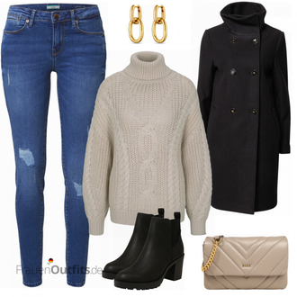 Outfit mit Schwarz Chelsea Boot/Lederjacke/Leder Stiefelette/Gefütterte Stiefelette/Gummistiefelette Only "Tolles Alltagsoutfit"