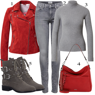 Outfit s cherven Women's Leather Jackets Freaky Nation "1"