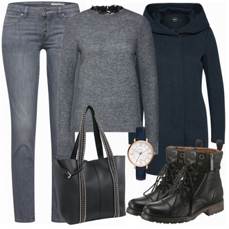Winter Outfits Jeans mit Schwarz Leder Stiefelette/SchnürStiefelette Pepe Jeans "Casual"