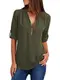 YOINS Tunika Damen Oberteile Damen Elegant Herbst Langarmshirts Bluse Damen 3/4 Arm Winter T-Shirt V-Ausschnitt Sexy Tops