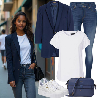 Outfit met wit/Crème Leren sneaker/Lage Sneaker/Platte sneaker/Skateschoen/Sneaker met gaatjesmotief/Sneaker met sleehak/Zomer sneaker/Winter sneaker Puma "Casual Business Outfit"