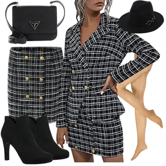 Militär Outfit mit Schwarz Hut Kappe "Elegantes Herbst Outfit"Look: Chill, Uni, Coole, Unisex, 80er, Mittelalter, Emo, Rap, Militär, 60er, Retro, Krebs
