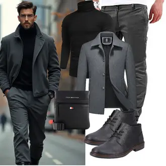 Schick Outfit mit Dunkelgrau/Hellgrau/Grau/Khaki Behype "Freizeit Outfit"Look: Elegant, Schick, Trendige, Stil, Coole, Smart Casual, Unisex, Schön, Casual, Nahtlos