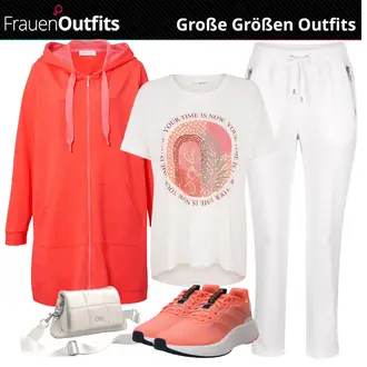 Outfit mit Orange/Rosa Laufschuh/Joggingschuh/Fitnessschuh/Tennisschuh/Gymnastikschuh Adidas Performance "Farbliches Outfit für Mollige"