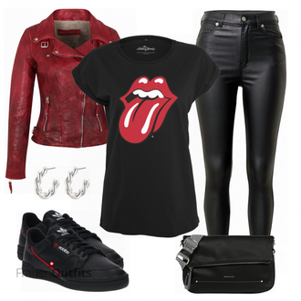 Outfit mit Rot Lederjacke Freaky Nation "Frühlings Outfit"