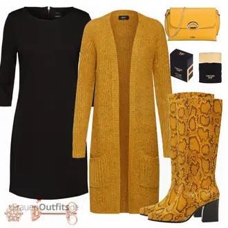 Winter Outfits mit Schwarz Kleid Große Größe/Tunika/3/4 Arm Kleid/Jerseykleid/Langarm Etuikleid/Etuikleid/Tunika Kleid/Rollkragenkleid Only "Only Strick"