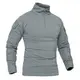 KEFITEVD Combat Shirt Herren Longsleeve Half Zip Outdoor Radshirt Männer US Army Shirt Military Uniform T-Shirt Bundeswehr Long Sleeve Stehkragen Hellgrau M