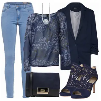 spitze Outfit mit Blau/Dunkelblau Sandalette/Schuh Ohne Schnürsenkel/SommerStiefelette/Sommer Schuh/Sandalen Mit Absatz/Eleganter Schuh Bullboxer "Heine"