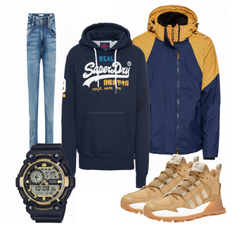 Outfit mit Beige Sneaker Adidas "Arman"