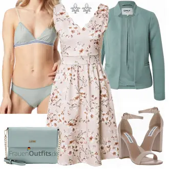 Geblümt Outfit mit Rosa/Lila/Weiß/Braun Kleid Große Größe/A-Linien Kleid/Lässiges Kleid/Baumwollkleid/Kleid mit Tasche/Bedrucktes Kleid/Kleid Standesamt-gast/Ärmelloses Kleid/Sommerkleid About You "Schöner Sommer Look"