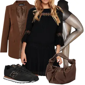 Outfit mit Dunkelbraun/Braun Mantel/Blazerjacke/Blazer mit Feder/Blusenblazer/Boyfriend Blazer/Lederjacke/Eleganter Blazer/Longblazer/Oversize Blazer/Lederjacke für Männer Pieces "Outfit für den Frühling"