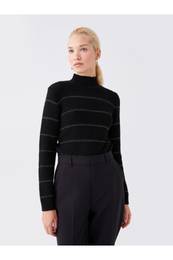 Half Turtleneck Striped Long Sleeve Women's Knitwear Sweater