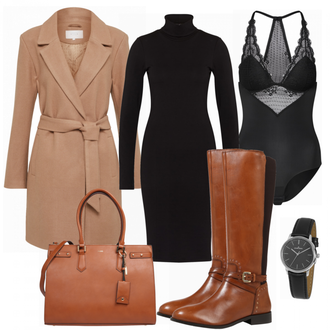 Outfit mit Schwarz RollkragenKleid Modström "Elegance"