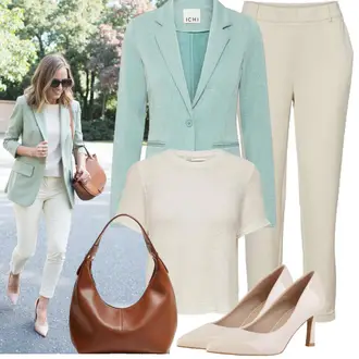 Business Outfits Sportlich mit Türkis/Hellblau/Grün/Hellgrün Lässiger Blazer/Eleganter Blazer/Blazerjacke/Boucle Blazer/Lederjacke/Lederjacke für Männer/Lederjacke/Baumwoll ­Blazer/Strick­blazer Ichi "Modisches Frühlingsoutfit"Look: Classic, Elegant, Sportlich, Schick, Büro, Empire, Smart Casual, Preppy, Edel, Ausgefallene