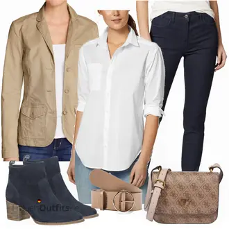 Outfit mit Grün Gürtel HALLHUBER "Toller Look für die Freizeit"