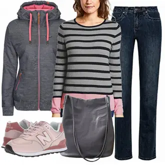 Outfit mit Grau Hoodie CECIL "CECIL Rose"