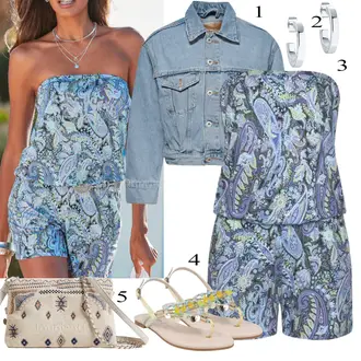 Outfit sa Siva/Plava/Ljubičaste boje/Tirkizna Kombinezon Lascana "Ljetni outfiti"