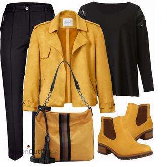 Outfit mit Gelb Stiefel Rieker "Plus Size Mode"