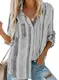 FIYOTE Damen Bluse Elegant Hemdbluse V-Ausschnitt Button Down Shirts Lose Casual Langarm Tunika Tops 1-Grau M