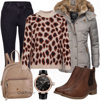 Outfit mit Rot Stiefel Tom Tailor "ONLY Pullover"