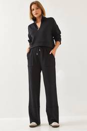 Women's Zippered Basic Modal Fabric Bottom Top Suit
