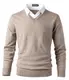 Harbrosrce Herren Strick Pullover V Ausschnitt Strickpullover Feinstrick Mock Hemdkragen Strickwaren Lange Ärme Gestrickt Strickjacke Sweatshirt Pulli