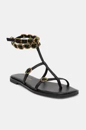 Usnjeni sandali Regent Flat Gladiator enski, rna barva, 4381000109