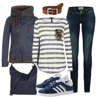 Gazelle Outfit mit Grau Sneaker Adidas Originals "KeyLargo"
