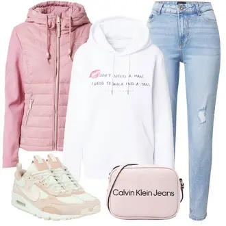 Outfit sa Pink/Ljubičasta Prošivena Jakna/Jakna s Kapuljačom/Skijaška jakna/Zimska Jakna/2u1 Jakna/Jesenska jakna/Izuzetna jakna/Hibridna jakna Ragwear "Jesenski Outfiti"