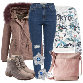 Winter Outfits mit Beige Schultertasche ESPRIT "TokyoAutumn"