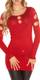 Koucla Glitzer Pullover Long Feinstrick Longpullover Cutout Perlen One Size (Einheitsgröße)