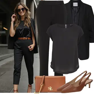 Mollige Outfit mit Schwarz Mantel/Bluse Große Größe/Tunika/Boyfriend Blazer/Lederjacke/Longblazer/Oversize Blazer/Lederjacke für Männer Pieces "Frühling outfit"