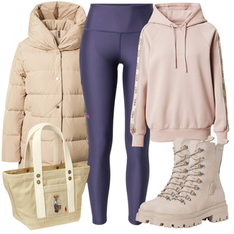 Outfit mit Beige Plateau Halbschuh/Schnürstiefelette/Plateauschuh/Leder Stiefelette Tamaris "Perfekt für den Winter"