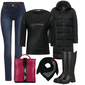 Winter Outfits mit Schwarz Bluse & Tunika Bluse CECIL "Trendiger Winterlook"
