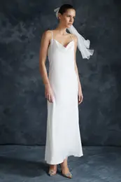 Bridal White Accessories Woven Satin Wedding / Wedding Elegant Evening Dress