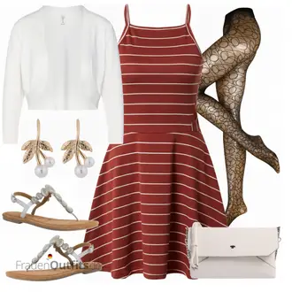 Gestreift Outfit mit Rot/Braun/Orange Kleid Große Größe/A-Linien Kleid/Lässiges Kleid/Fit & Flare Kleid/Neckholder Kleid/Hochgeschlossenes Kleid/Jerseykleid/SkaterKleid/Ärmelloses Kleid/Sommerkleid Only "Perfekt für den Sommer"