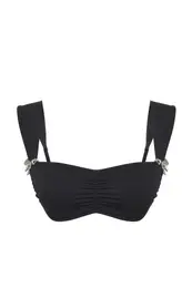 Black Bralette Accessorized Bikini Top