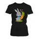 Fashionalarm Damen T-Shirt - Oster Hase mit Möhre   Fun Shirt mit Motiv als Geschenk Idee zu Ostern & für verliebte Paare, Farbe:schwarz;Größe:M
