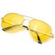 SODQW Nachtfahrbrille Gelbe Linse Anti-Glanz, HD Polarisiert Pilotenbrille Fahren Brillen, Nachtsichtbrille Autofahren 100% UVA UVB Schutz (Gold Rahmen Gelbe Linse)