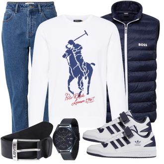 Laufen Outfit mit Blau/Grün DAN FOX APPAREL "Alltags Outfit"Look: Laufen