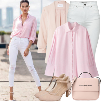 Esthetische Outfit mit Rosa/Beige Strickjacke Tracht/Kaschmir-Strickjacke/Baumwoll Strickjacke/Strickjacke Gefüttert/SommerStrickjacke/WickelStrickjacke/Mantel/Tunika About You "Outfit Für Den Sommer"Look: Rap, Uni, Büro, Romantisch, Business, Esthetische