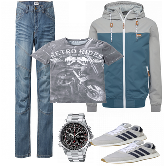Outfit mit Weiß Sneaker Adidas "Bonprix Style"
