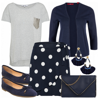 Outfit mit Blau Plateauschuh About You "PolkaDots"