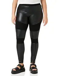 Urban Classics Damen Ladies Fake Leather Tech Yoga-Hose Leggings, Schwarz (Black 00007), W(Herstellergröße: S)