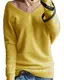Breampot Pullover Damen Casual Winter Kaschmirimitat Pullover Strickpullover Langarm V-Ausschnitt Lose Pulli (Gelb, Large)