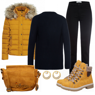 Outfit mit Gelb Stiefel Rieker "Herbst Outfit für den Alltag"